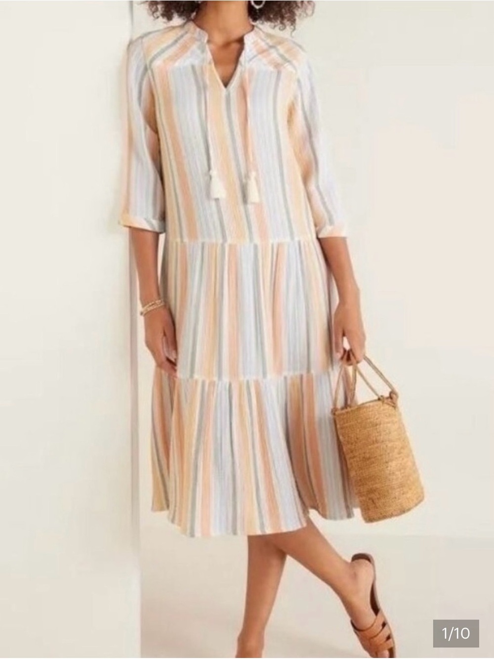 Soft Surroundings Striped Tassel Midi Dress